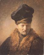 Rembrandt, Bust of an old man in a fur cap (mk33)